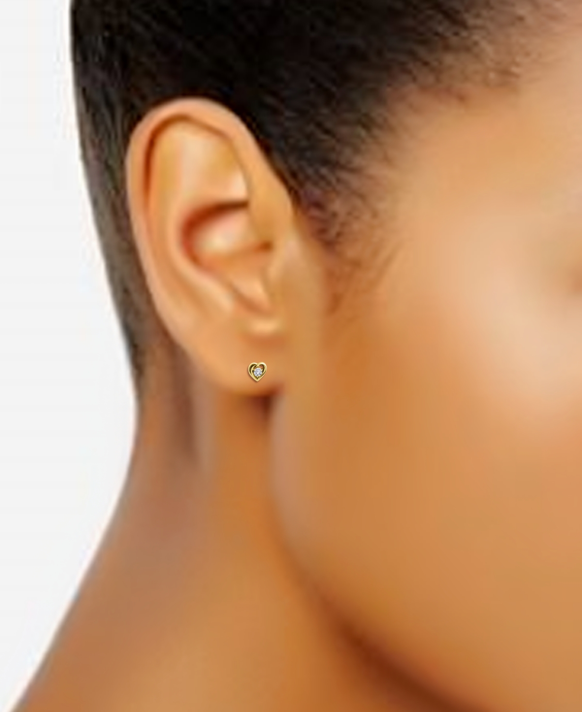 Giani Bernini Cubic Zirconia Heart Solitaire Stud Earrings In Sterling Silver, Created For Macy's In Gold
