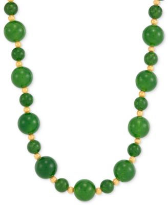 Macy's - Onyx Beaded Necklace (6mm & 10mm) in 14k Gold Over Sterling Silver, 17"