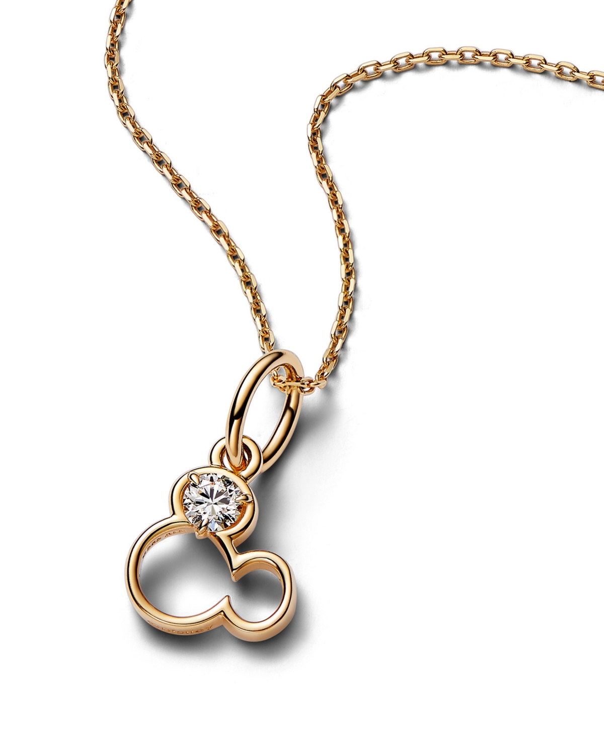 Pandora Disney Mickey Mouse Silhouette Lab-grown Diamond Dangle Charm In Gold