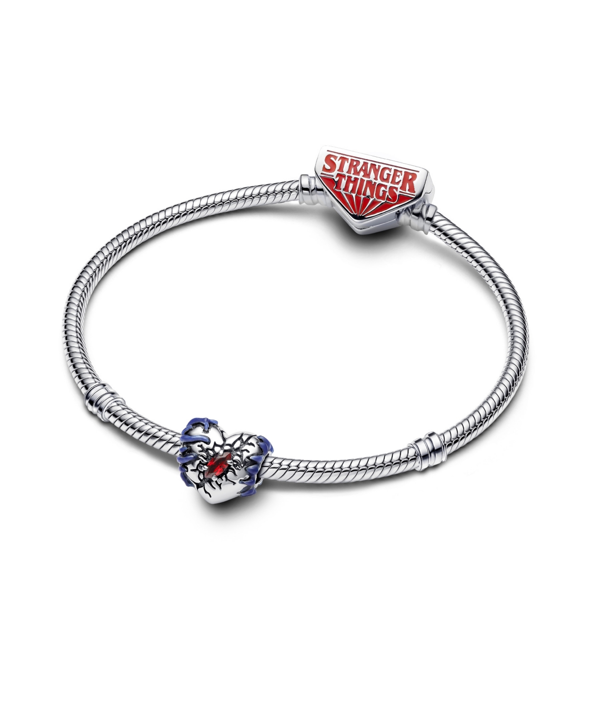 Pandora Sterling Silver Stranger Things Glow-in-the-dark Heart Charm In Blue