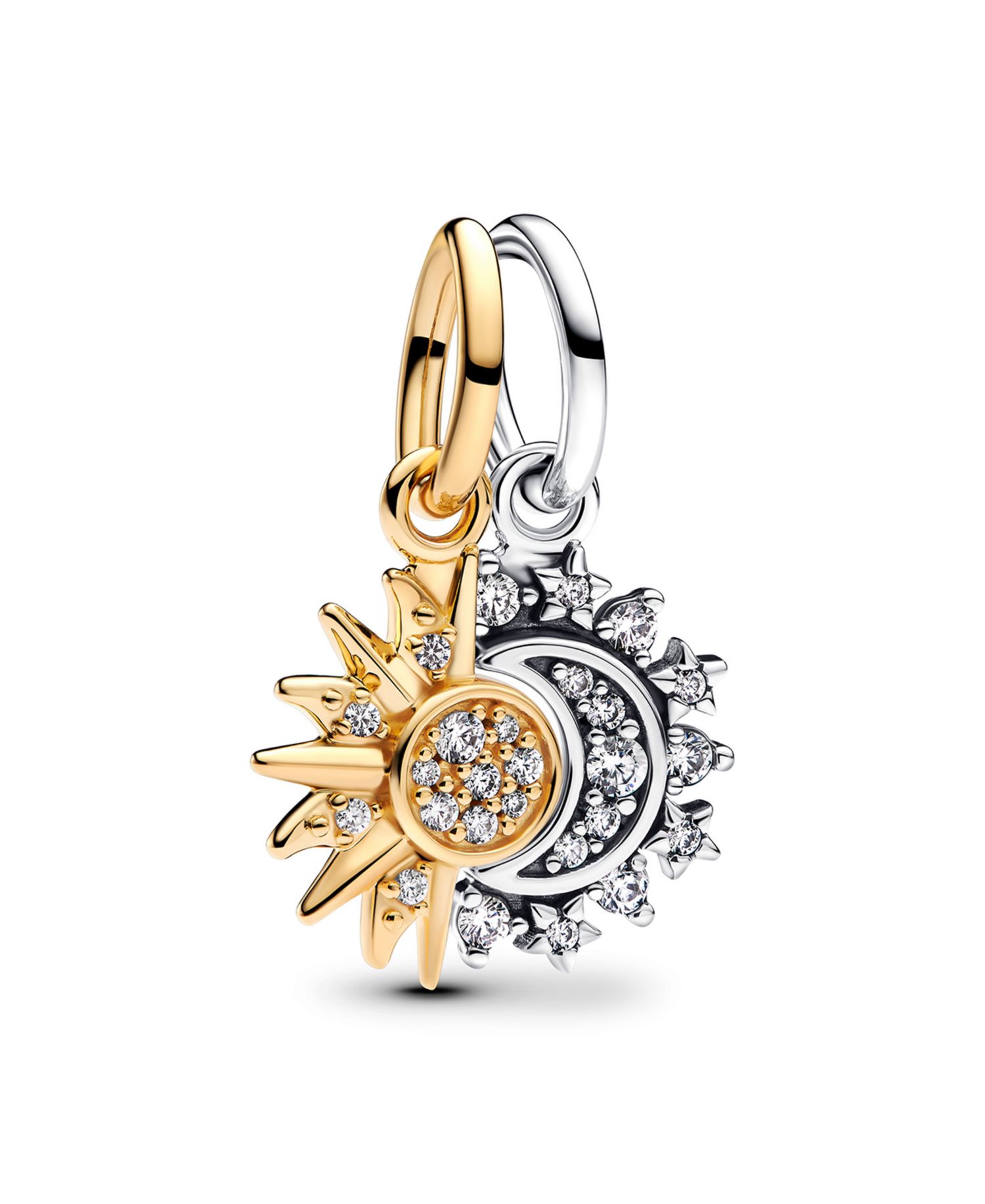 Two-Tone Sterling Splitable Sun Moon Dangle Charm