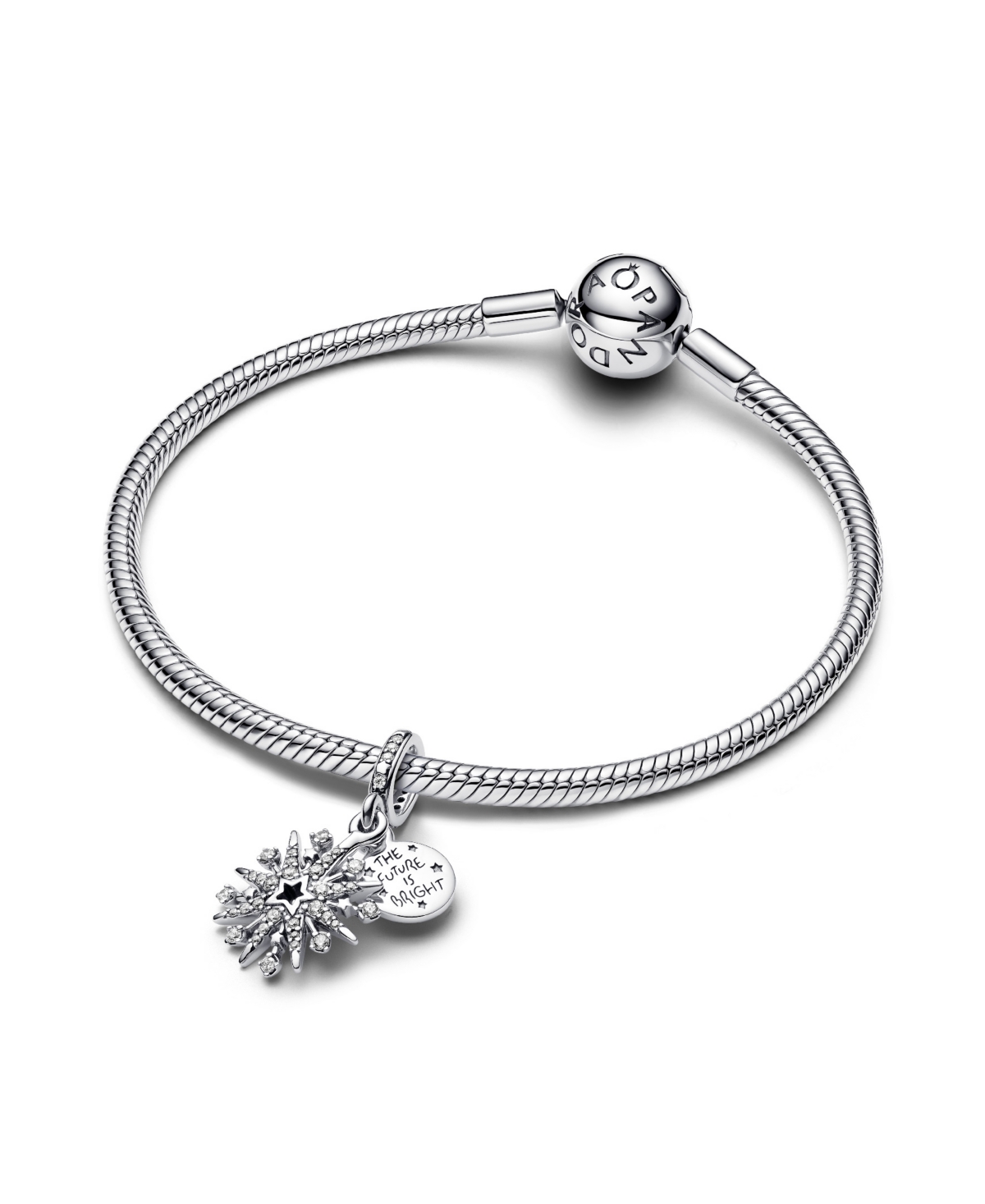 Pandora Sparkling Firework Double Dangle Charm In Sterling Silver