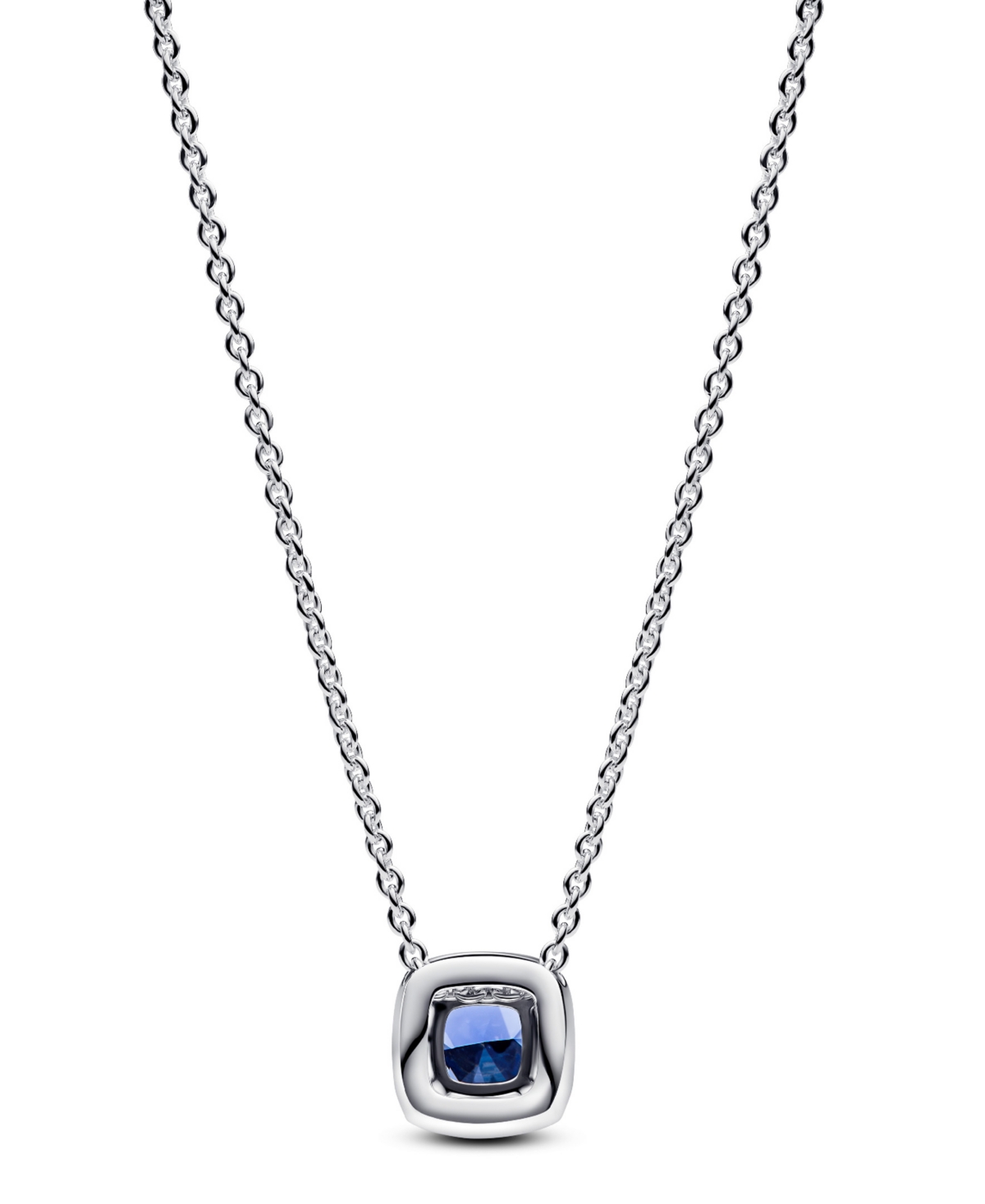 Pandora Sparkling Square Blue Halo Pendant Necklace In Sterling Silver