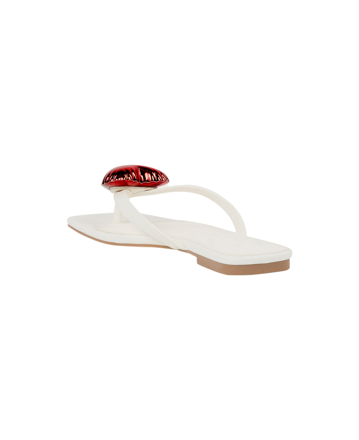 KATY PERRY WOMEN'S THE CAMIE HEART THONG SQUARE TOE FLAT SANDALS 