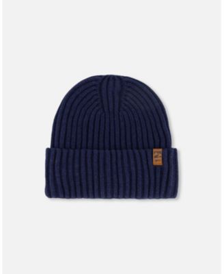 Kids Unisex Cuffed Knit Hat Navy Blue - Toddler|Child