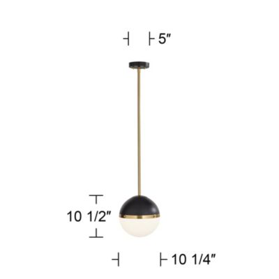 McGraw 10 1/4" Modern Pendant Ceiling Light Fixture Dining Room Over Table Hanging Antique Brass and Black Mini