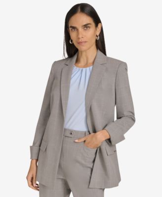 Calvin Klein - Women's Check Print Open Front Blazer