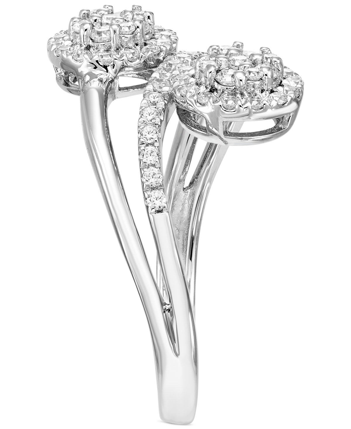 Macy's Diamond Cluster Multi-row Ring (1/2 Ct. T.w.) In 10k White Gold In White Gold