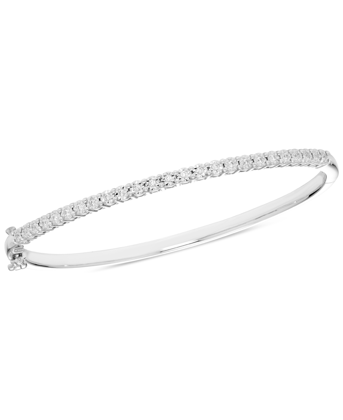 Shop Macy's Diamond Line Bangle Bracelet (1/4 Ct. T.w.) In Sterling Silver