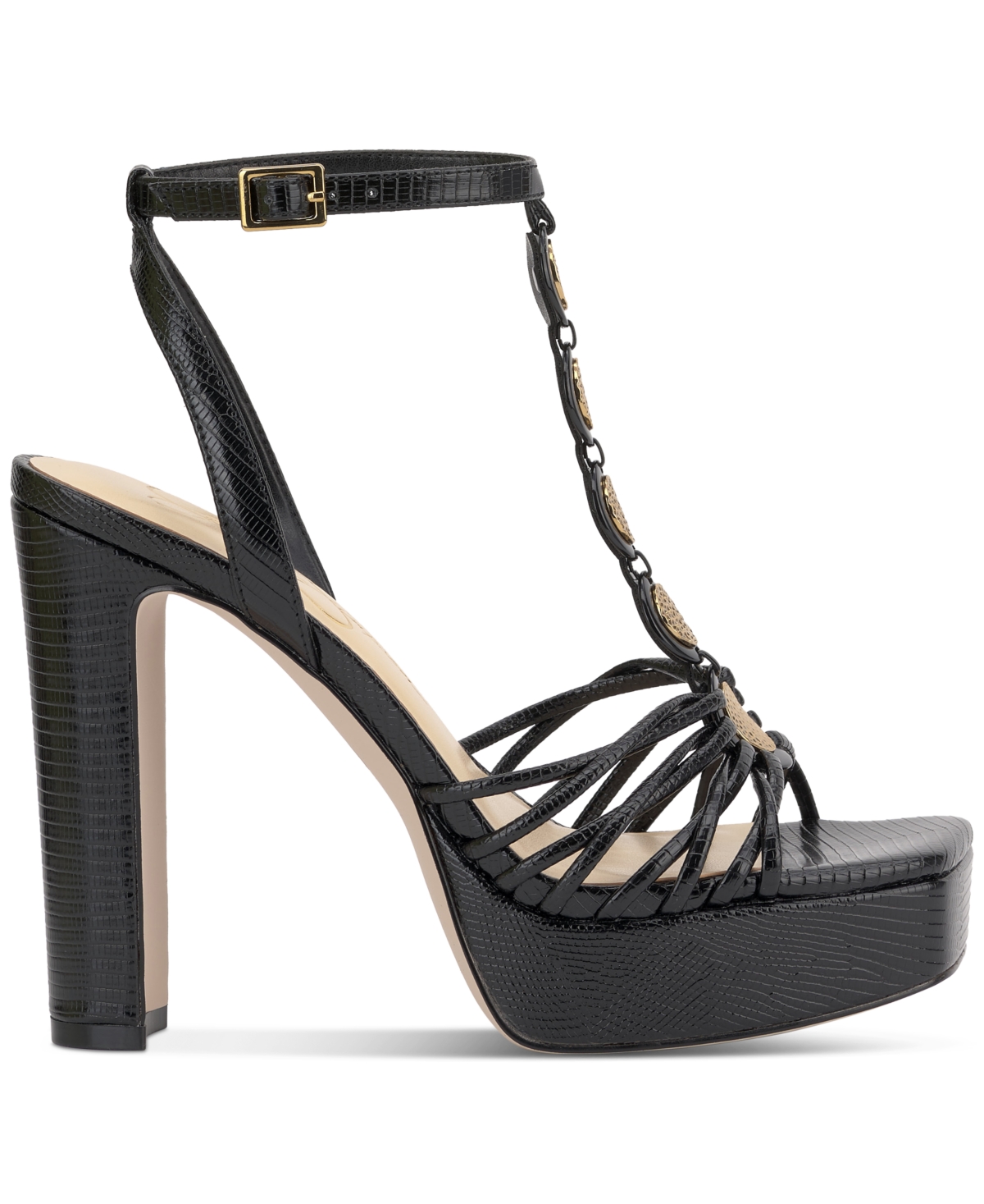 Jessica Simpson Colero Ankle Strap Platform Sandal In Black Lizard