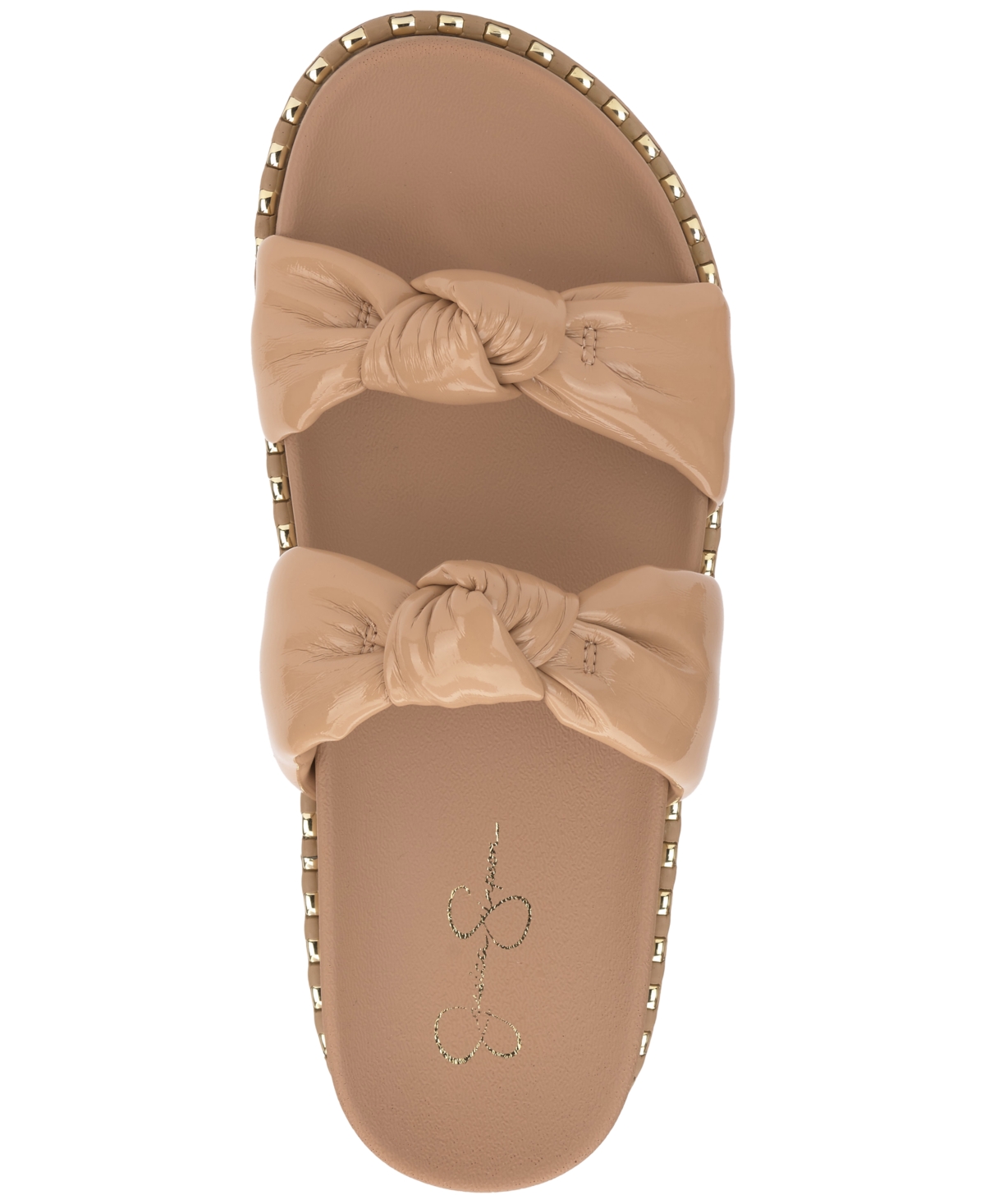 Jessica Simpson Caralyna Platform Slide Sandal In Praline Crinkle Patent