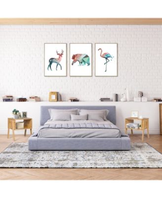 2 Pieces  Nightstand Sofa Table with Storage Shelf