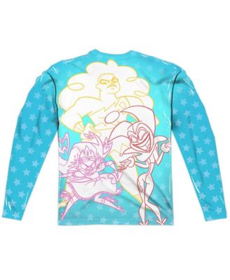 DC Wonder Woman Men's Dc Superhero Girls DC Comics Superhero Girls Justice Gang (Front/Back Print) Long Sleeve Adult Poly Crew Tee / T-Shirt