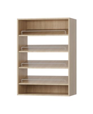 Modular Storage Angled Shelves, Wood Closet Organizer Adjustable, Stacking, Shoe Shelf Unit with 4 Shelves