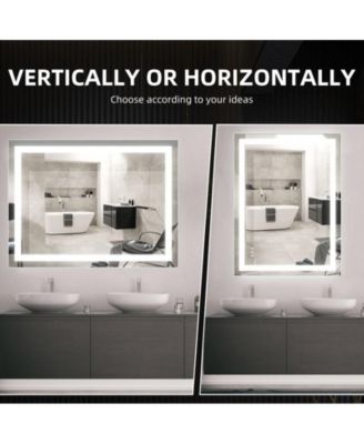 LED Bathroom Mirror 48x36 inch with Front and Backlight, Stepless Dimmable Wall Mirrors with Anti-Fog, Shatter-Proof, Memory, 3 Colors, Double LED Vanity Mirror