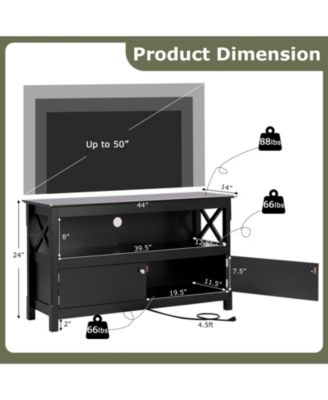 TV Stand Entertainment Center with Charging Station for TVs up to 50 Inch