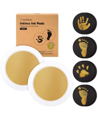 KeaBabies 2pk Round Inkless Ink Pad for Baby Hand and Footprint Kit Clean Touch Dog Paw Dog Nose Print Kit Baby Pet Safe - Gold 15$
