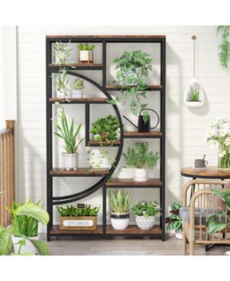 5 Tier Etagere Bookcase, Freestanding Tall Bookshelf Display Shelf Storage Organizer with 9-Open Storage Shelf