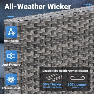 7-Piece Outdoor High-Back Wicker Sectional Sofa Set, All-Weather Rattan Patio Furniture for Garden, Backyard & Porch