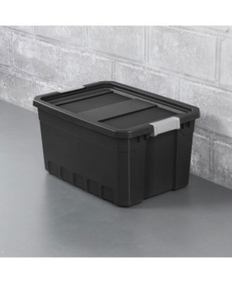 19 Gal Rugged Industrial Stackable Storage Tote w/ Lid, Black, 24 Pack