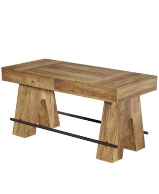 63-Inch Bar Table – 1 Pc, Wood & Metal, Footrest, Rectangular High Top Counter Height Dining Table