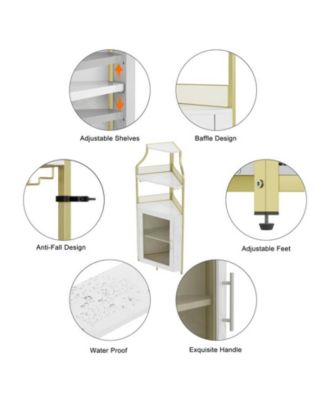 Corner Bar Cabinet with LED Lights, Industrial Liquor Cabinet with Adjustable Shelf