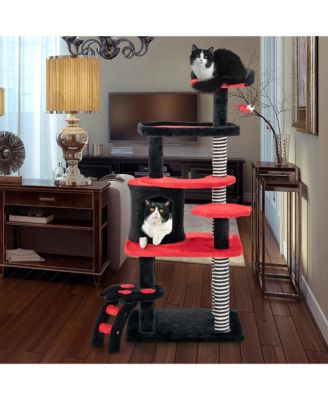 Gothic Cat Tree 52'' Tall Cat Tower w/ Cat Bed Cat Condo Sisal Scratching Post