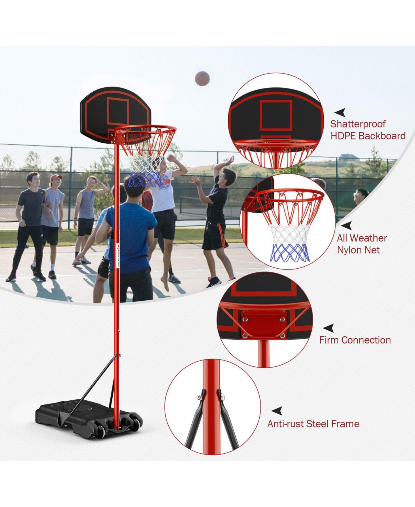 Детская игрушка KUYOTQ Portable basketball hoop with backboard and wheels — фото 8