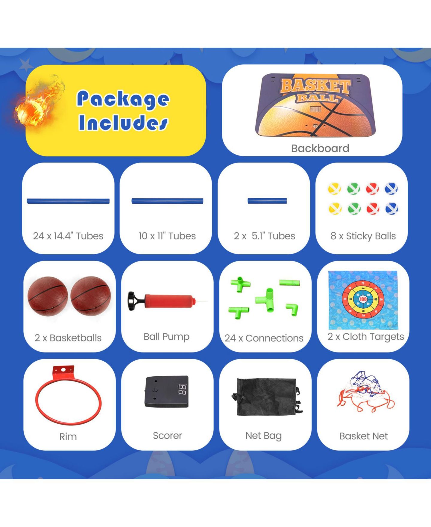 Детская игрушка KUYOTQ Kids Basketball Arcade Game with Electronic Scoreboard and Sound Effect — фото 3