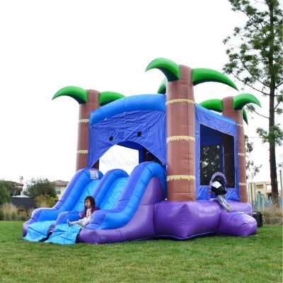 HeroKiddo Enchanted Forest Commercial Grade Inflatable Bounce House & Dual Lane Water Slide Combo (No Blower Included)