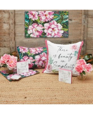 Peony Spring Printed and Embellished Spring Easter Themed Decorative Accent Pillow