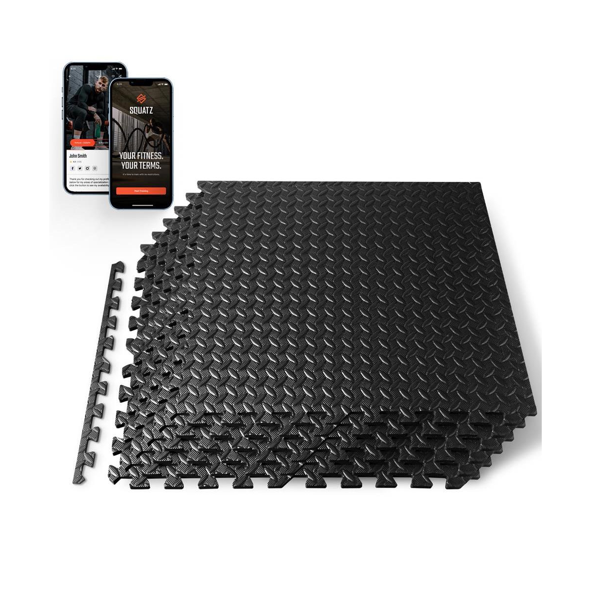 6-Piece Puzzle Exercise Mat, Eva Foam Tiles, Black - Black