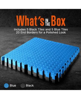 Коврик-головоломка SQUATZ из 10 частей для упражнений, плитка из вспененного материала EVA, Синий/Черный