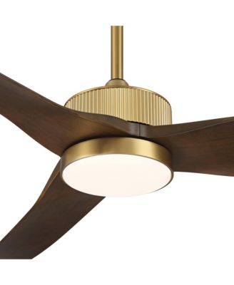 60" Montage Modern Indoor Outdoor Ceiling Fan 3 Blade LED Light Remote Control Soft Brass Finish Bedroom Damp Rated