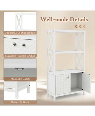 25" x 12" x 47" Bathroom Storage Cabinet with Open Shelves & Double Doors Modern Storage Organizer