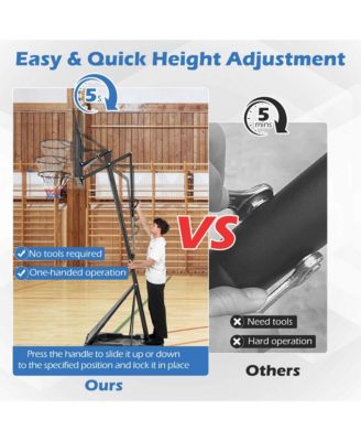 4.9-10 FT Basketball Hoop System with 44 Inch Shatterproof Backboard with Wheels