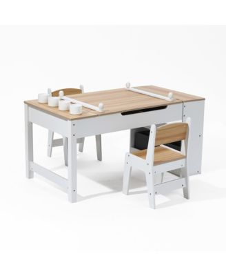 Activity Children Table with Storage Bookcase and 2 Chairs Set