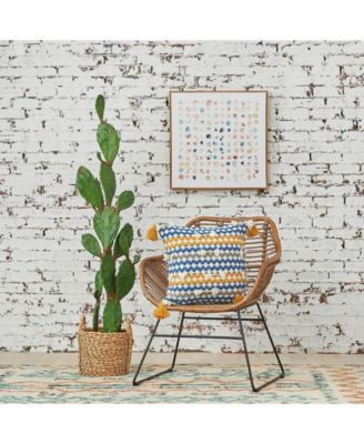 Jensen Ochre Woven Tasseled Accent Throw Pillow, 22" x 22"