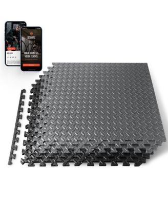 6-Piece Puzzle Exercise Mat, EVA Foam Tiles, Black/Gray