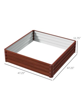 4' x 4' Outdoor Raised Garden Steel Planter Bed Frame, Natural