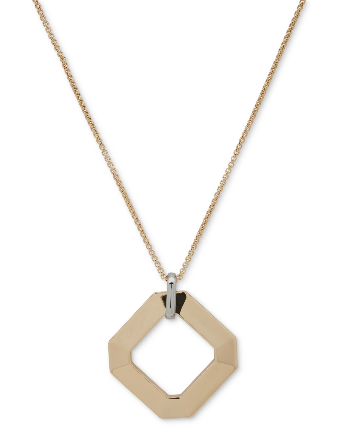 Karl Lagerfeld Two-tone Faceted Geometric 36" Adjustable Pendant Necklace In Gold