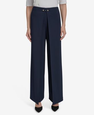 Halston - Women's Scuba Barbell Open-Pleat Pants