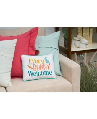 Easter "Every Bunny Welcome" Embroidered Spring Themed Small/Petite Accent Pillow, 9" x 12