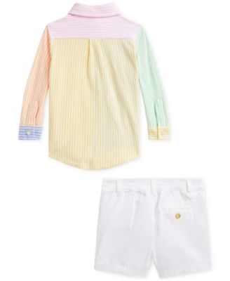 Baby Boys Striped Oxford Shirt & Chino Shorts Set