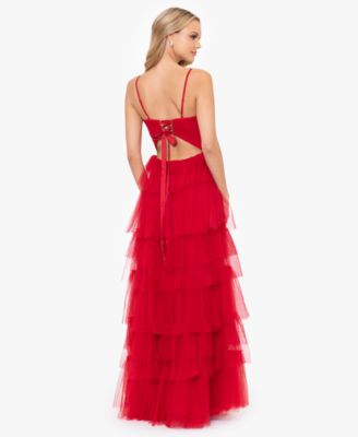 Juniors' Tiered-Mesh Cut-Out Dress