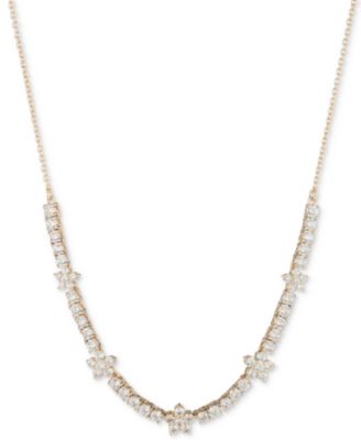 Marchesa Cubic Zirconia Flower Statement Necklace, 16