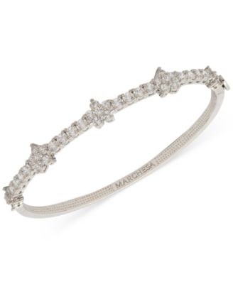 Marchesa Cubic Zirconia Flower Bangle Bracelet