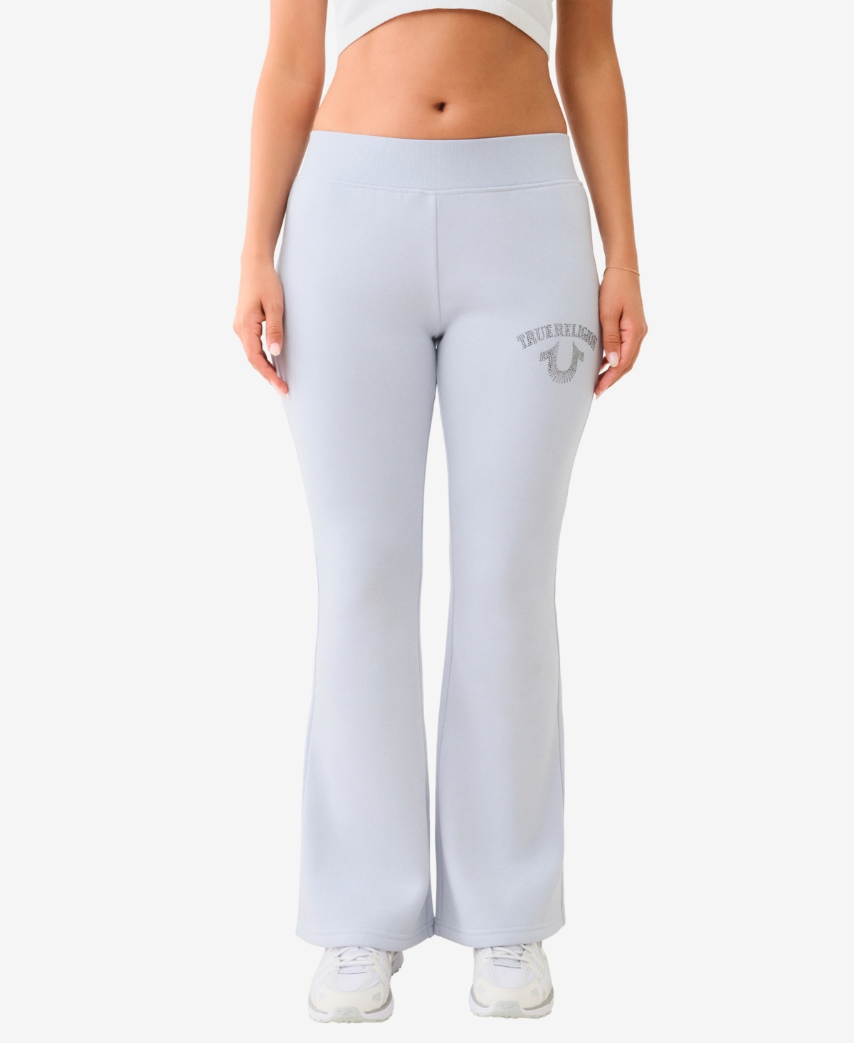 TRUE RELIGION WOMEN'S CRYSTAL LOGO MID RISE BOOTCUT PANTS 