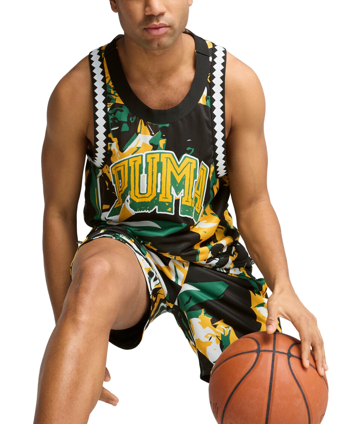 Puma Men's Rival Rage Regular-fit Mesh Graphic Tank In Green