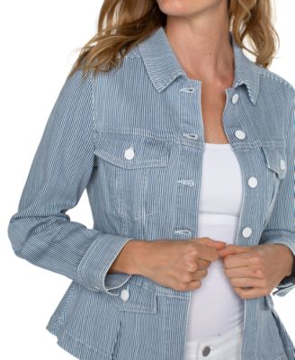 Petite Striped Peplum-Hem Jacket